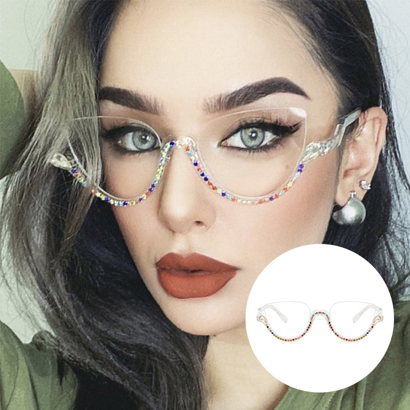 Cat-eye White-Diamond Eyeglasses for Women