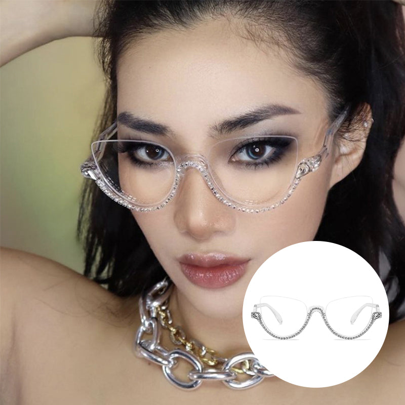 Cat-eye White-Diamond Eyeglasses for Women