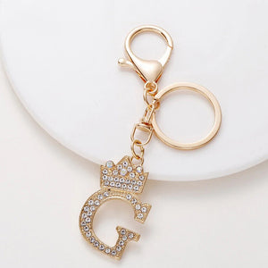 Diamond Crown Letter Key Pendant