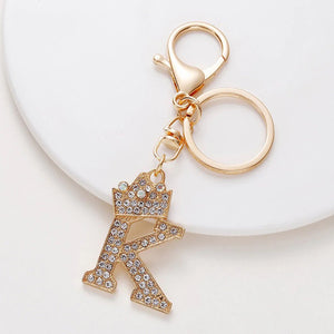 Diamond Crown Letter Key Pendant