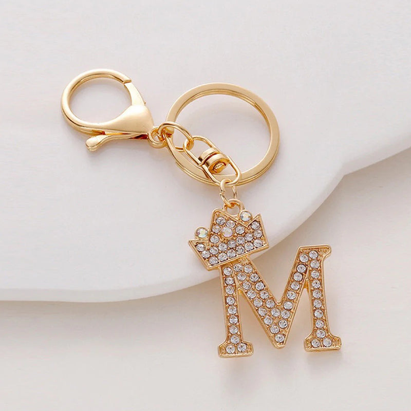 Diamond Crown Letter Key Pendant