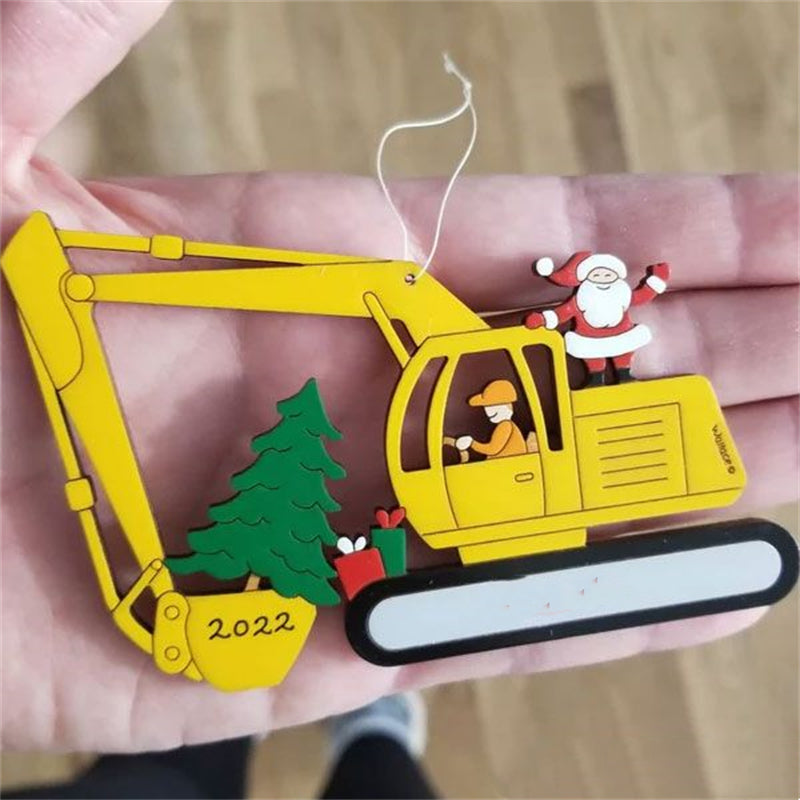 Christmas Excavator Construction Ornament