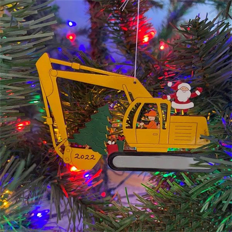Christmas Excavator Construction Ornament