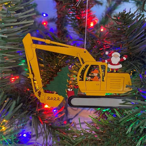Christmas Excavator Construction Ornament