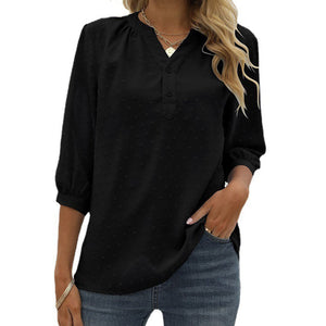 Stand Collar Mid Sleeve Shirt