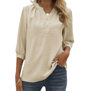 Stand Collar Mid Sleeve Shirt