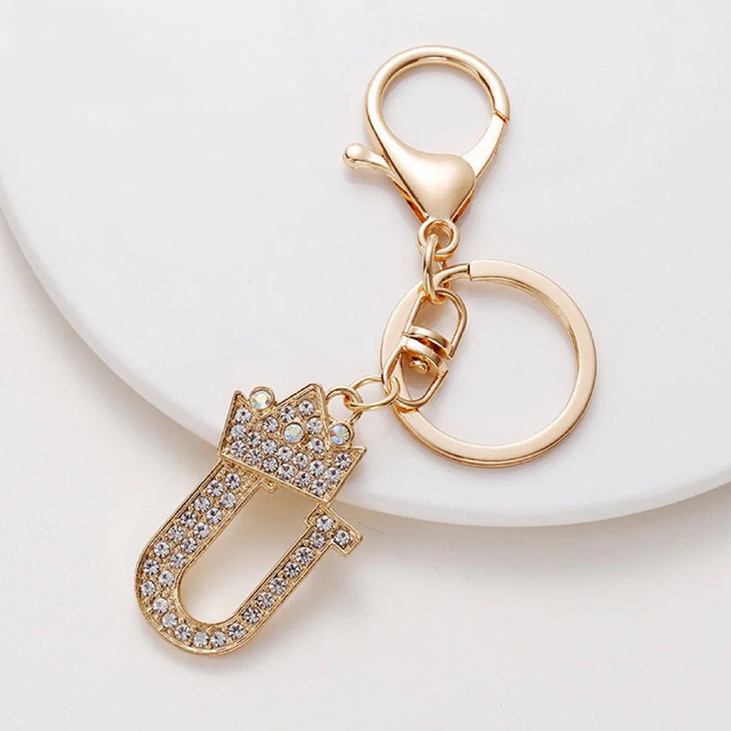Diamond Crown Letter Key Pendant