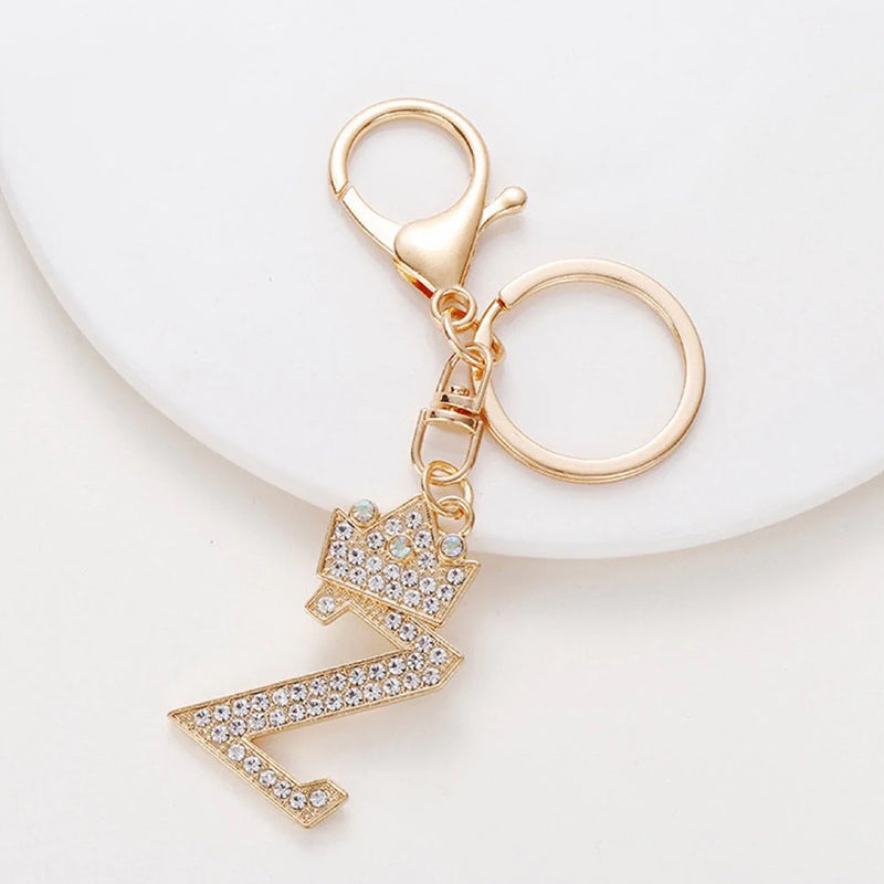 Diamond Crown Letter Key Pendant